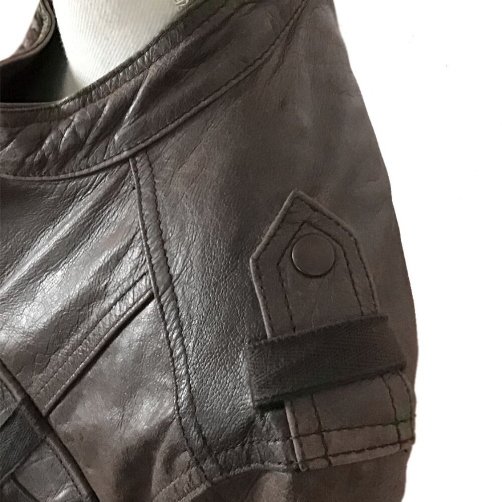 Wilson Vintage Brown Military Style Leather Coat - Picture 6 of 11